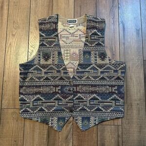 Vintage Aztec Vest Women's Large Southwestern Boho‎ Indie Patterned